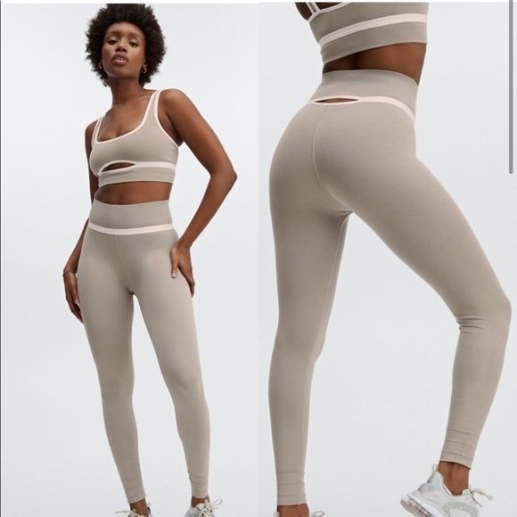 Fabletics Pants - Fabletics High Waisted Cutout Back Sculptknit Leggings Nude Blush Size Large